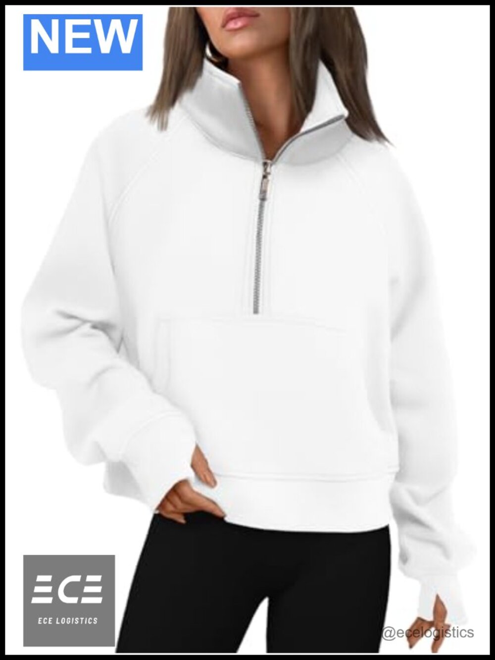 Womens Half Zip Fleece Pullover Sweatshirt with Thumb Holes Kangaroo Pocket